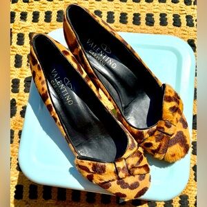 Valentino Ponyhair Animal Print Kitten Heel Pump